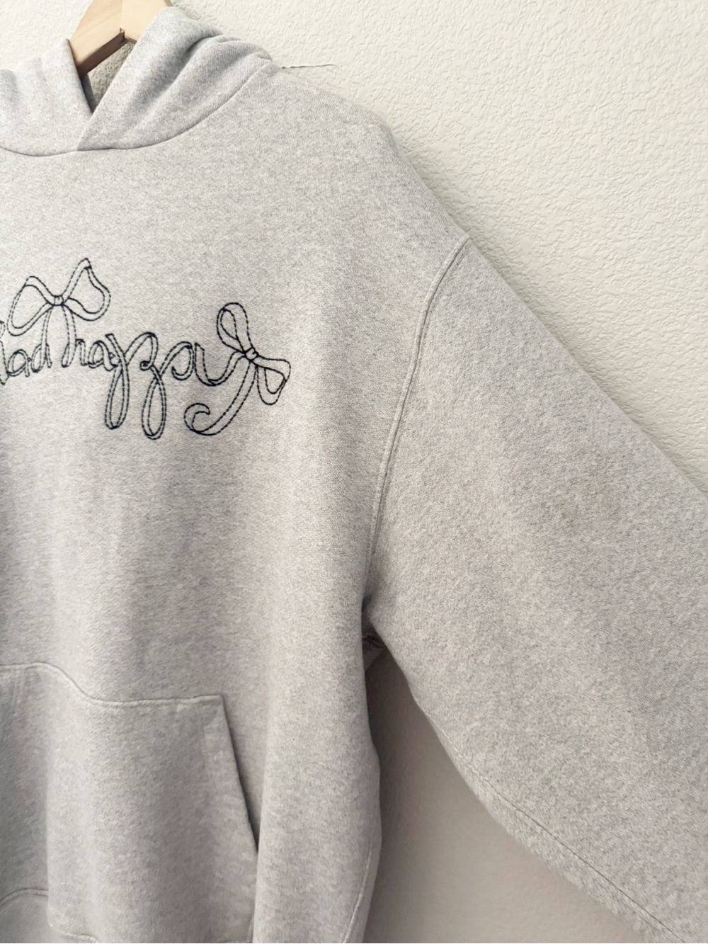 Madhappy Bow Fleece Hoodie Sweatshirt Med Grey Cotton Oversized Casual Street - Picture 5 of 8